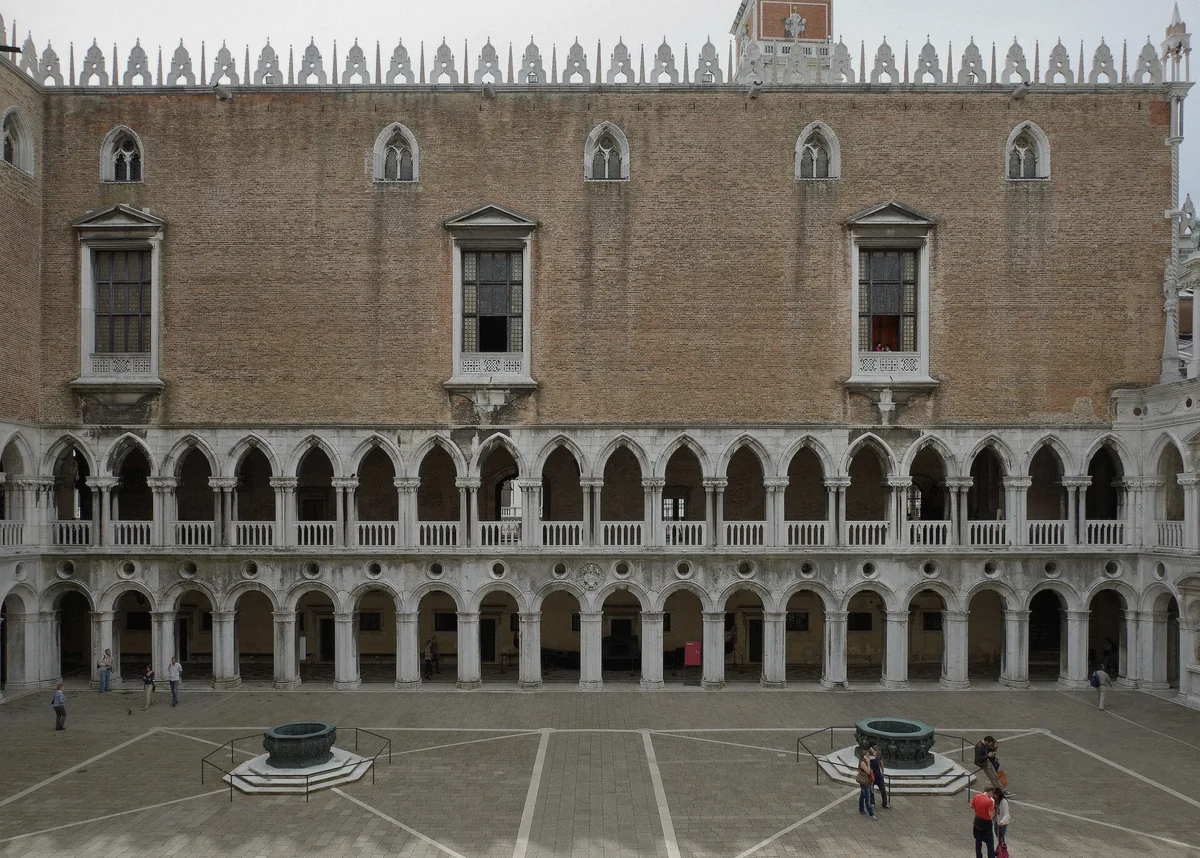 The courtyard of the Doge's Palace with its bronze well, visited on timed entry during the Venice in a day tour with Murano and Burano